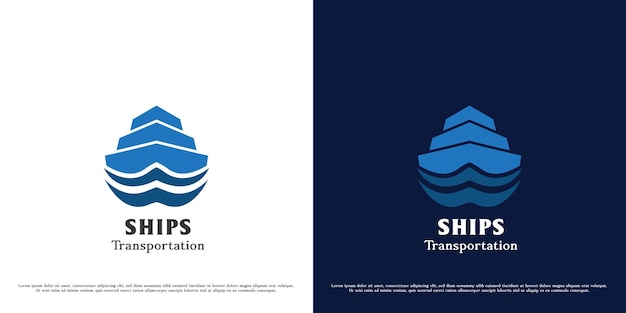 Cruise ship logo design illustration Sea transportation ship silhouette shipping on ocean waterway