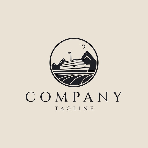 Vector cruise ship logo design vector illustration