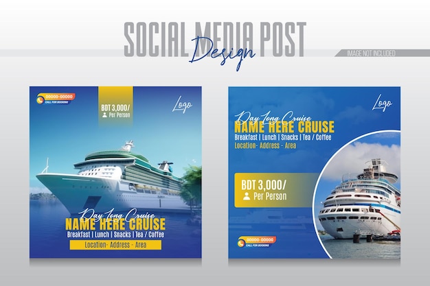 Vector cruise ship reizen vakantie vakantie sociale media post web banner