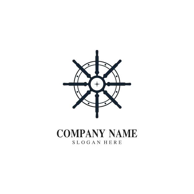 Cruise ship rudder template logo design with ocean waves