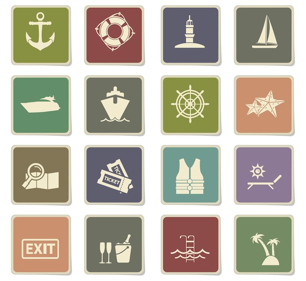 Cruise vector iconen voor gebruikersinterface ontwerp