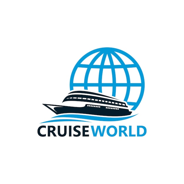 Cruise world logo sjabloonontwerp vector embleem ontwerpconcept creatief symboolpictogram