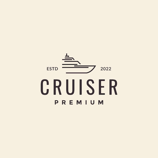 Вектор Дизайн логотипа хипстера cruiser ocean line