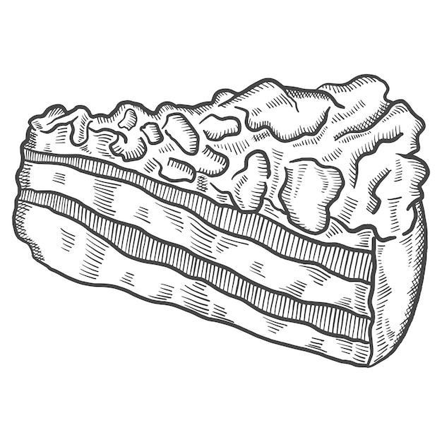Crumble cake british or england and dessert snack isolated doodle hand drawn sketch with outline style