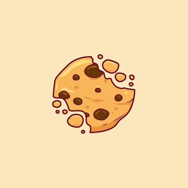 Vector crumble chocolate chip cookie illustration vector