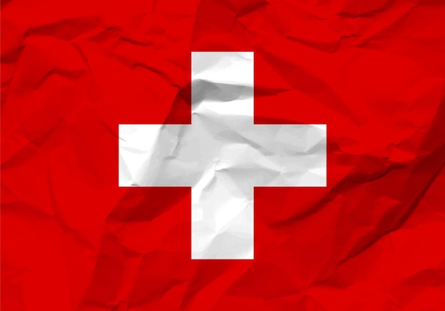 Vettore bandiera svizzera di carta stropicciata