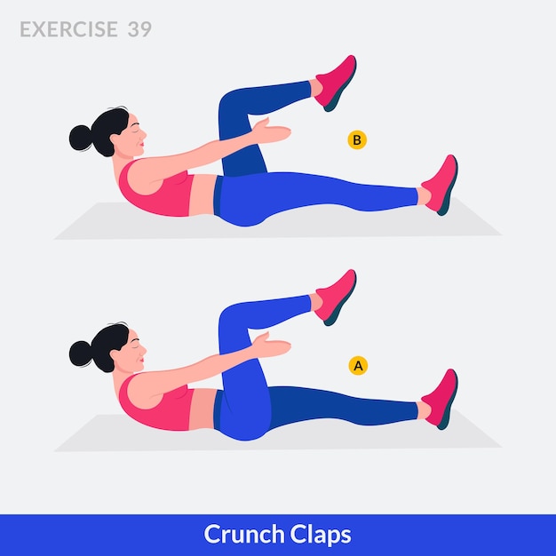 Crunch Claps exercise Woman workout fitness aerobic and exercises