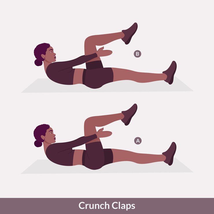 Vector crunch claps exercise woman workout fitness aerobic and exercises