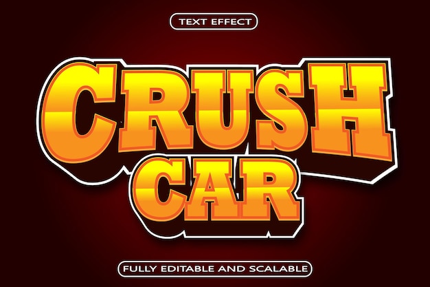 Vector crush car editable text effect 3 dimension emboss modern style