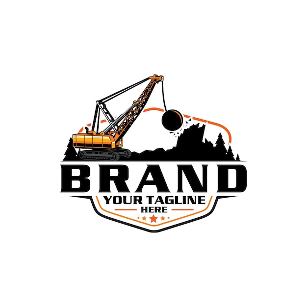 Vector crusher heavy equipment dump truck logo