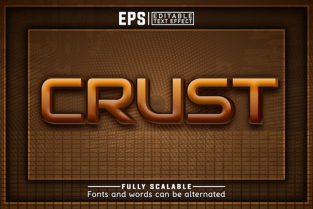 Vettore crust 3d effetto di testo modificabile
