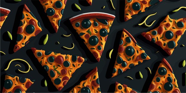 Crust Harmony Vibrant Pizza Pattern Vector Wallpaper