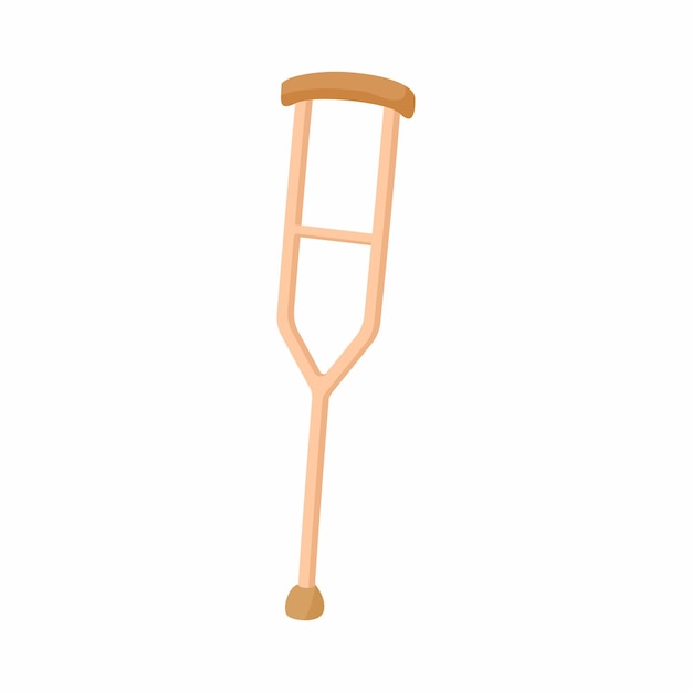 ベクトル 白い背景に分離された漫画のスタイルで無効になっているアイコンの松葉杖無効のシンボルの利便性