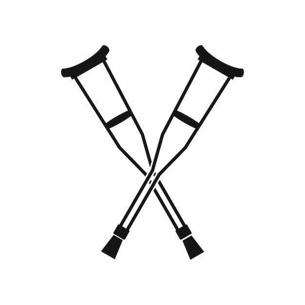 Crutches icon in simple style isolated on white background