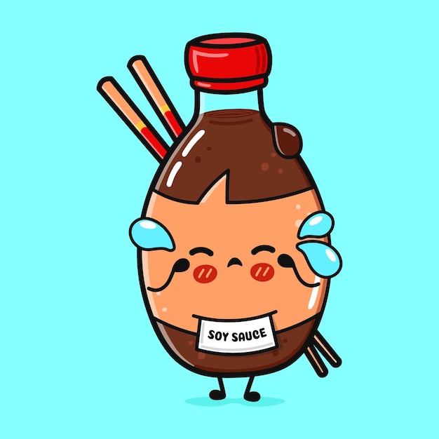 Crying bottle of soy sauce character