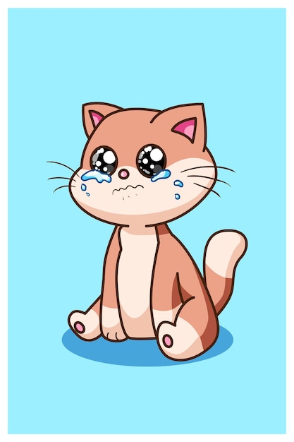 Crying boy cat animal vector illustration