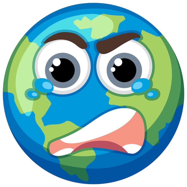 Vector a crying earth cartoon