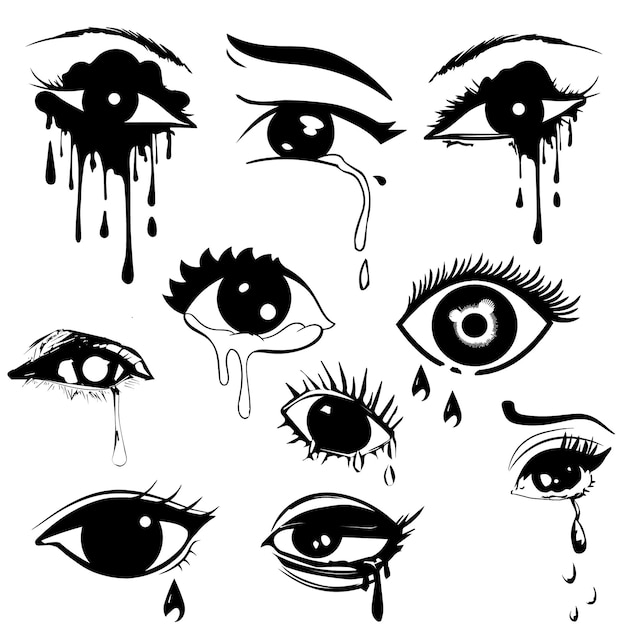 Vector crying eye vector tearful crying eye vector illustration eps design for emotional expression