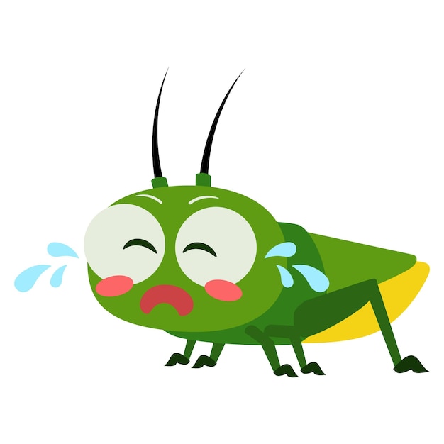 Crying Grasshopper Cartoon Hand Drawn