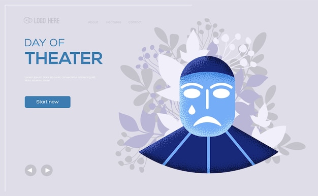 Vector crying mask concept flyer, web banner, ui header, enter site.