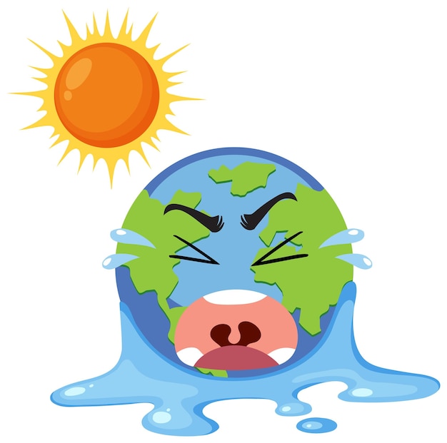 A crying meling earth cartoon