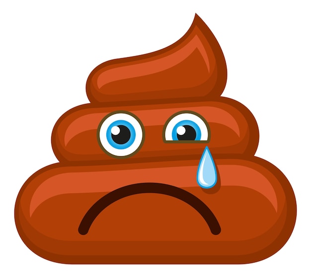 Crying poop emoji. sadness symbol. depressed pile of poo