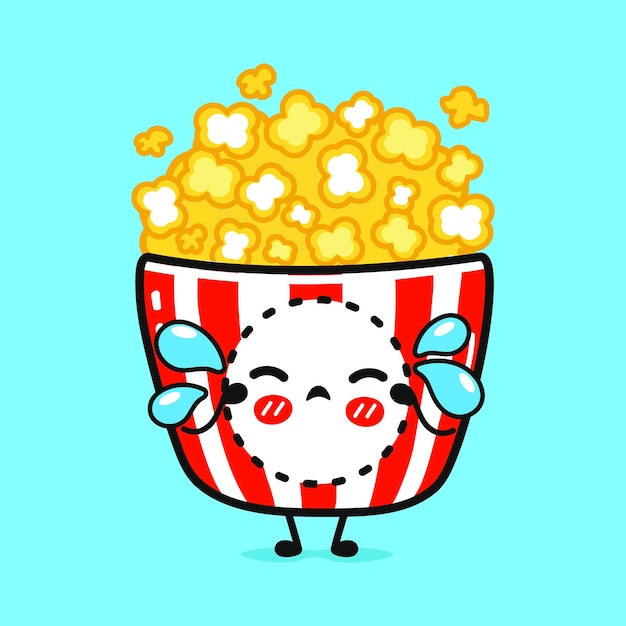 Vector crying popcorn character