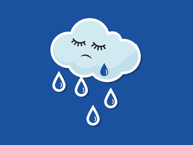 Crying weather sticker flat design