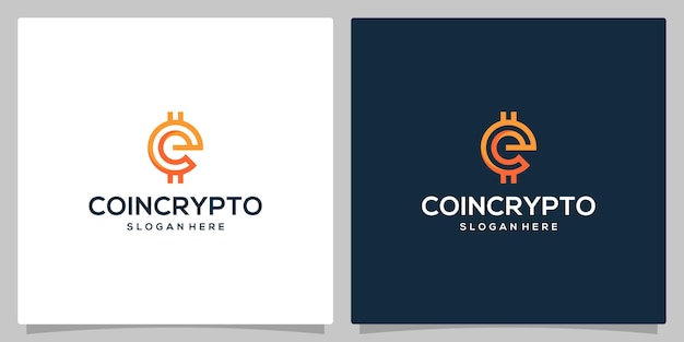 Crypto coin logo template with initial letter e Vector Digital Money icon