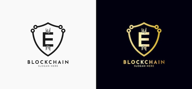 Crypto coin logos initial letter e logo icon vector digital money block chain finance symbol