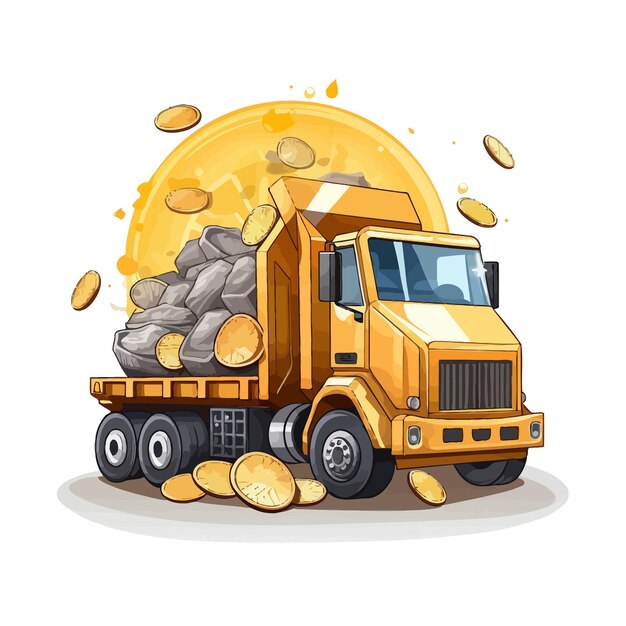Вектор crypto_coin_on_dumping_truck_vector