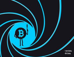 crypto currency bitcoin in the circle of rifled barrel vector illustration secret agent detective