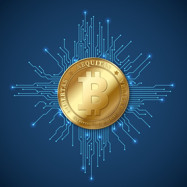 暗号通貨ビットコイン。純銀行業およびbitcoinsマイニングベクトルの概念