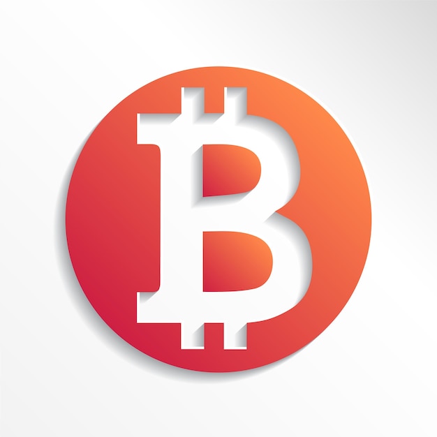 Crypto currency Bitcoin paper style vector logo, icon for web, sticker for print. Bitcoin blockchain cryptocurrency.