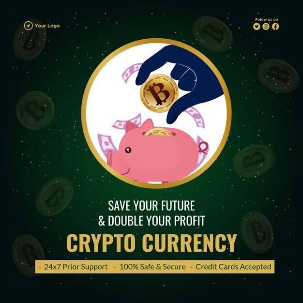 Crypto currency save your future and double your profit banner design