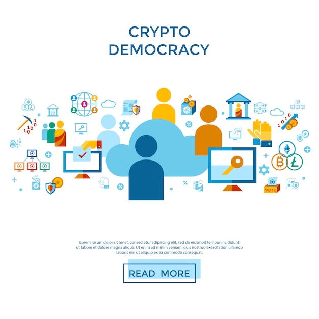 Crypto democracy and security icons collection