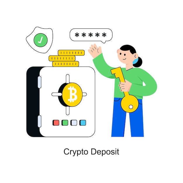 Crypto deposit flat style design vector illustration stock illustration