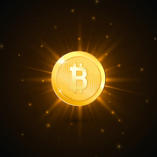 Crypto gouden munt met bitcoin symbool. futuristisch technologie digitaal geldconcept