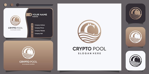 Crypto pool-logo-ontwerp met creatief modern stijlidee