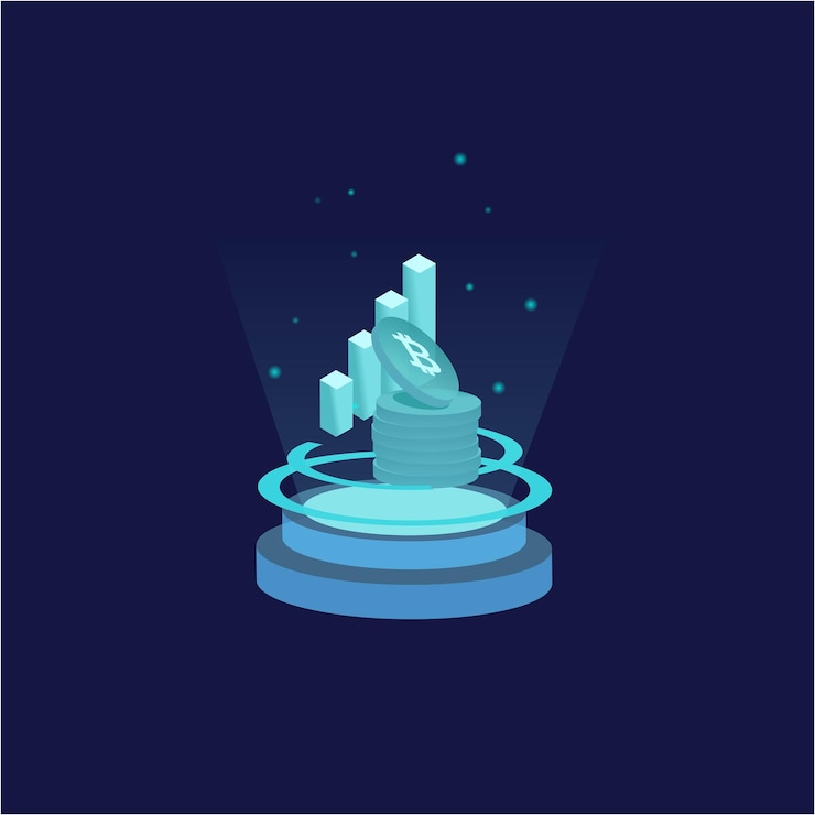 Vector crypto-valuta's blockchain 3d isometrisch
