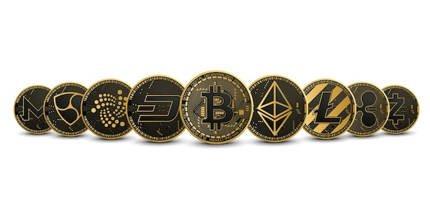 Cryptocurrencies gold set collection