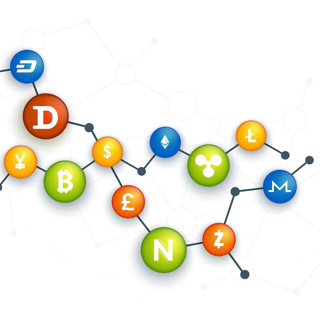 Cryptocurrencies op witte achtergrond.