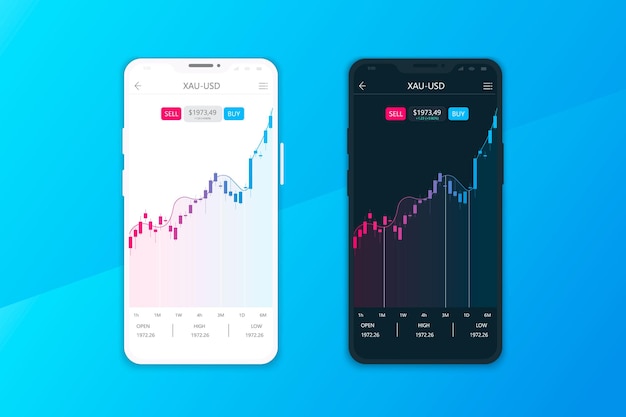 Trading e scambio di criptovalute ui o concetto ux per app mobili