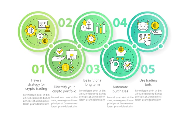 Cryptocurrency advies cirkel infographic sjabloon