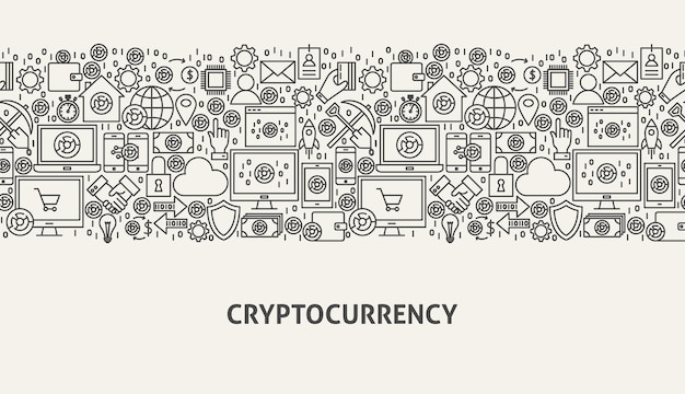 Cryptocurrency banner concept. vector illustration of line web design.