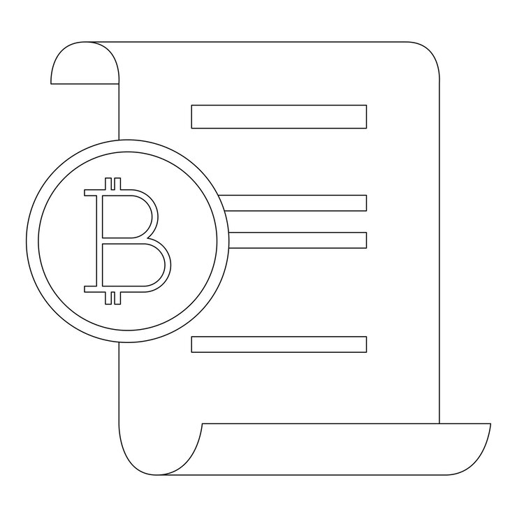 Vector cryptocurrency bitcoin document line vector symbol