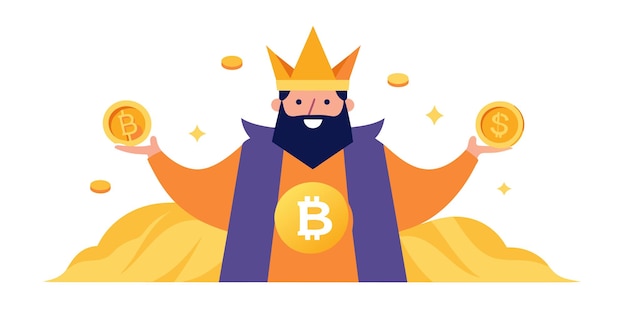 Vector cryptocurrency bitcoin the king of all coins