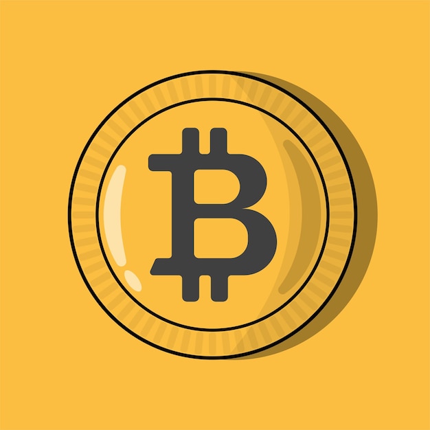 Cryptocurrency bitcoin logo and flat vector icon illustration