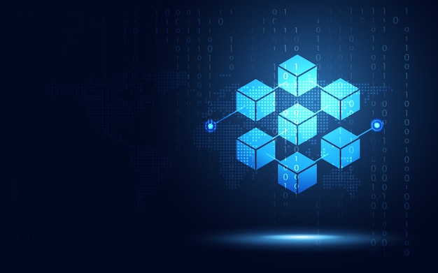 Cryptocurrency block chain server abstract background