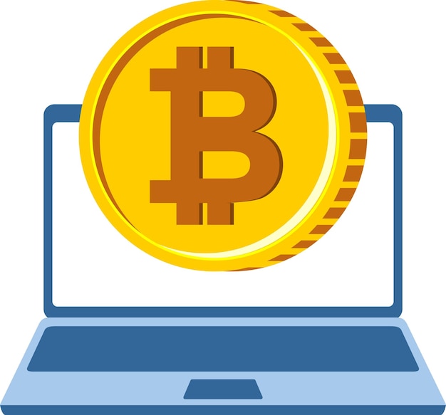 Cryptocurrency Coin Bitcoin and Computer Laptop